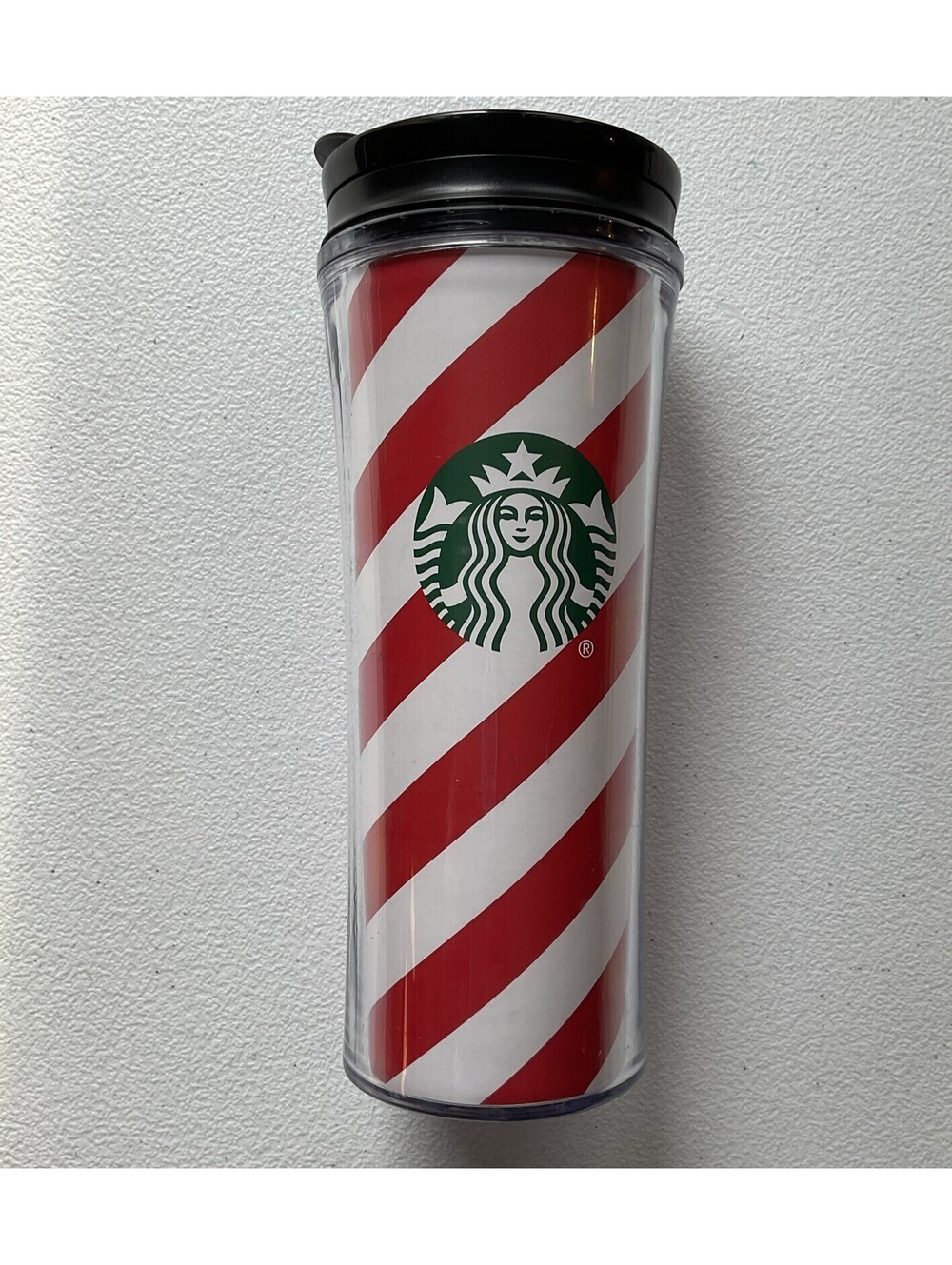 Starbucks 16 fl oz Coffee Drink Tumbler Red/White Stripe Green Mermaid